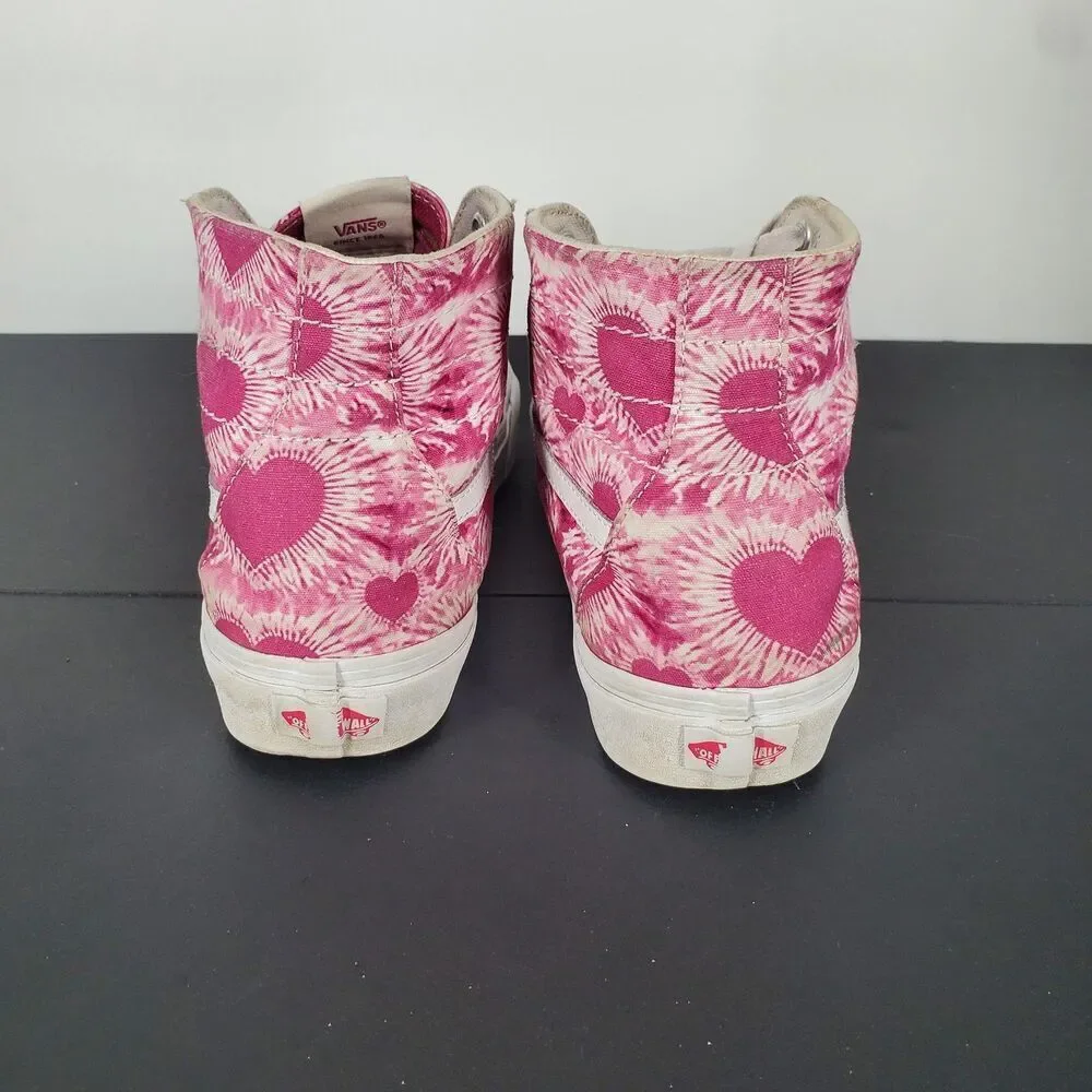 Vans Shoes Mens Size 10.5 Pink Heart Print Sk8-Hi High Top Skate Womens 12